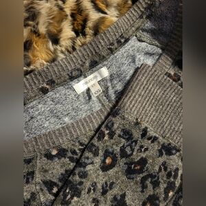 Maurices Womens 2X Leopard Animal Crewneck Oversized Sweatshirt Black Pink Grey